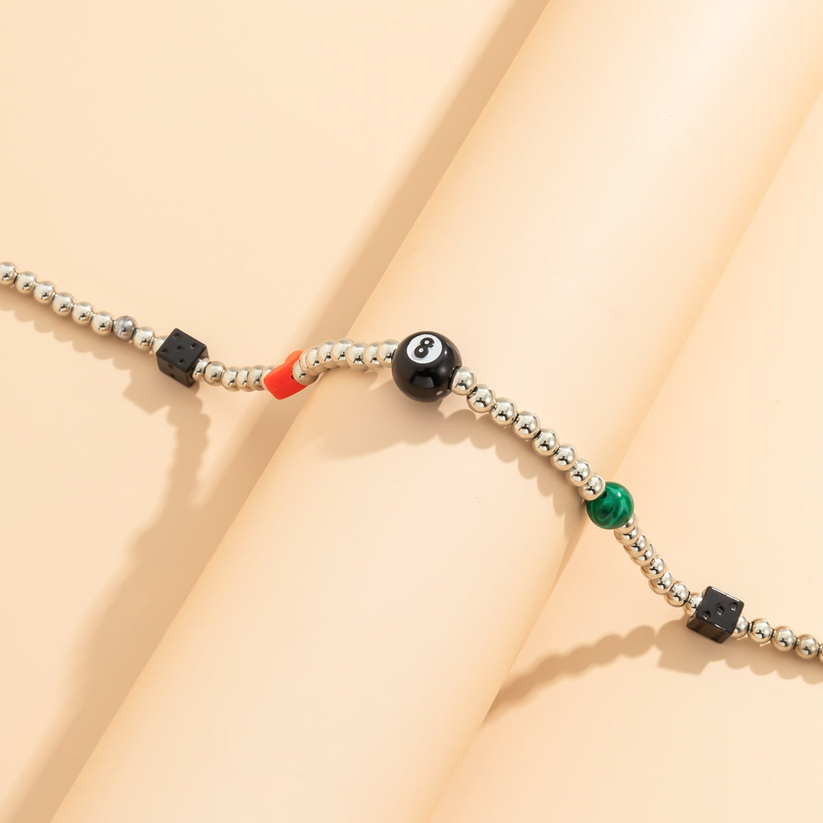 Lucky Number Eight DiceSmall Beads Chain Choker Necklace