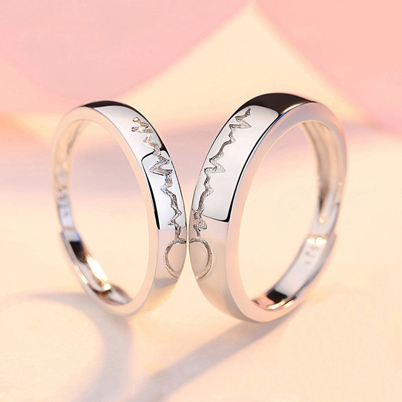 2Pcs/set Black White Romantic Couple Rings