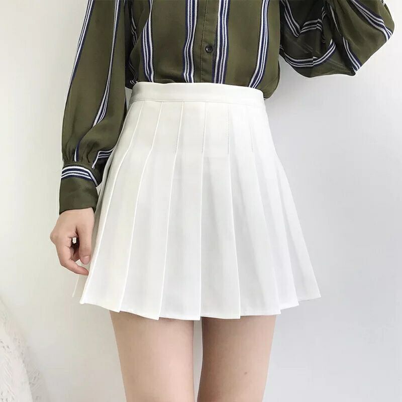 High Waist A-line Student Plaid Pleated Skirt