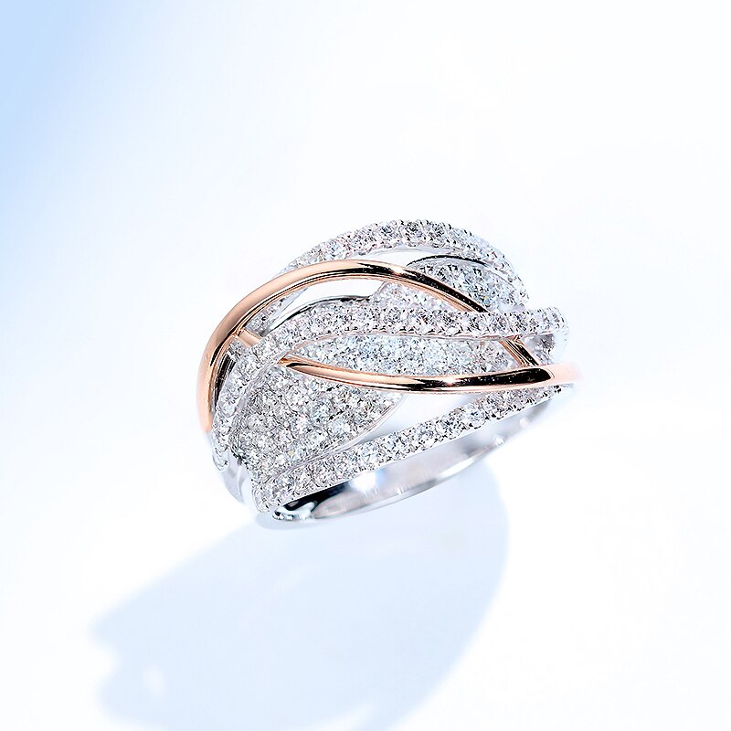 Ladies Jewellery Interwoven Mesh Inlaid Zircon Ring