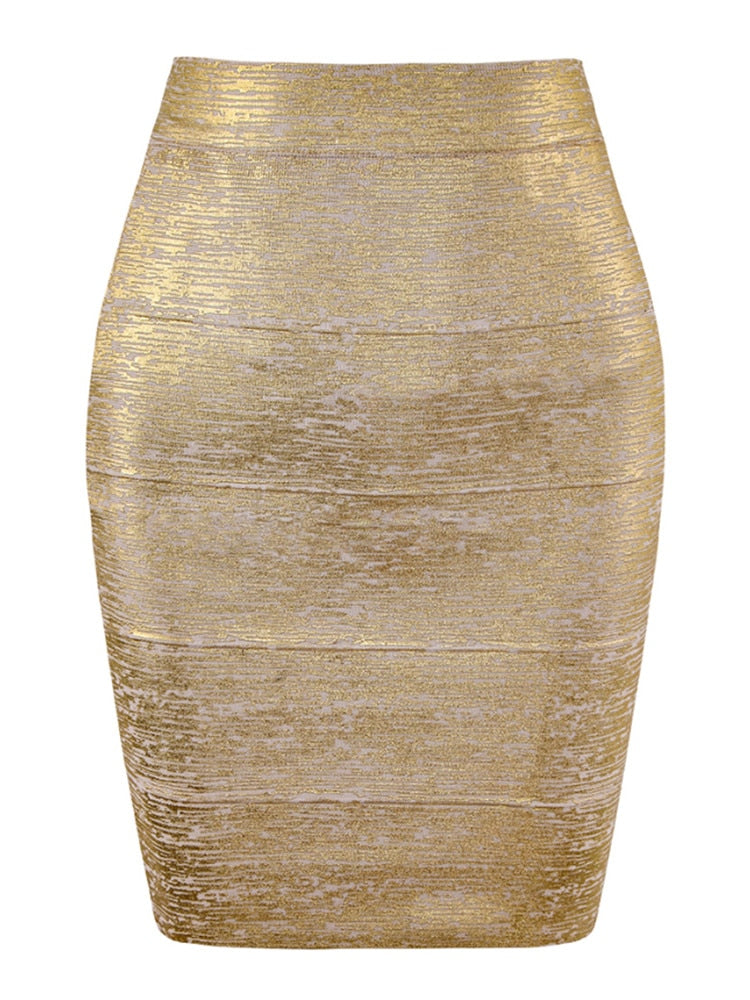 Sexy Black Silver Gold Bandage Skirt High Street