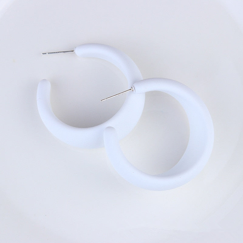 Korean style candy colors C-shaped earrings