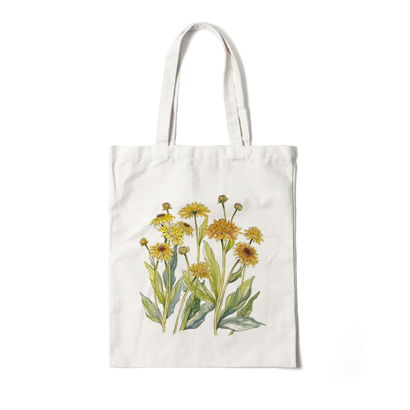 Floral Canvas Reusable Tote Bag