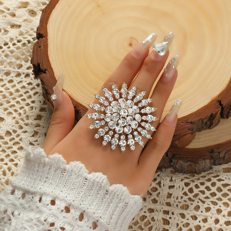 New Unique Boho Crystal Stone Big Round Ring