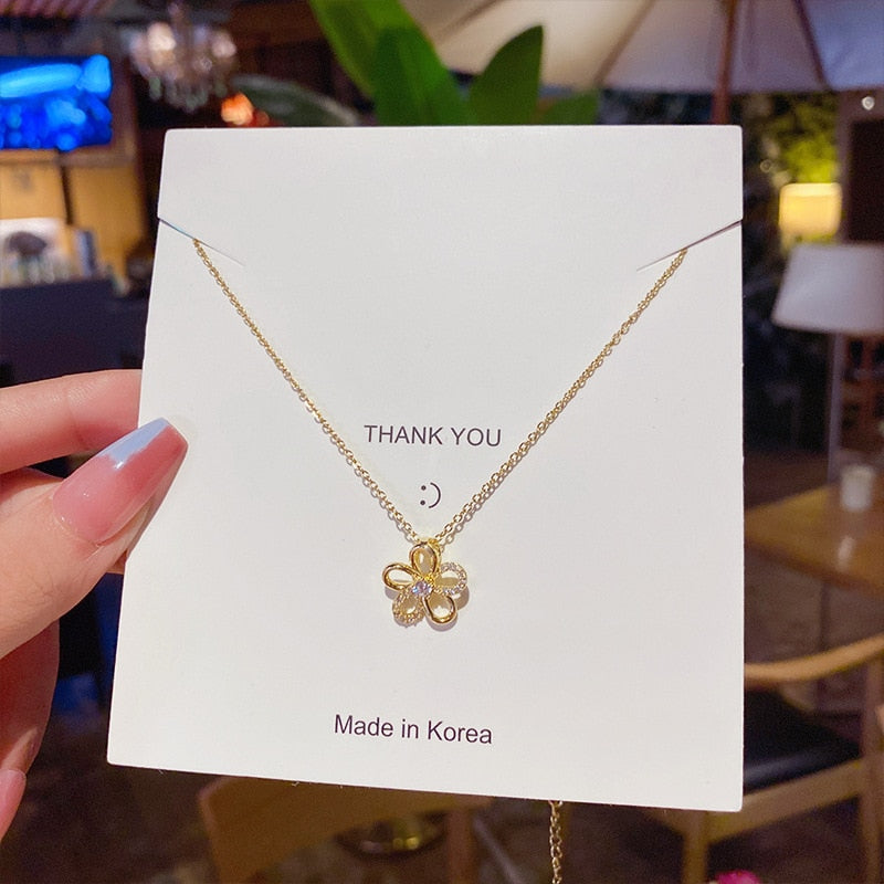 Heart Zircon Crystal Stainless Steel Necklace