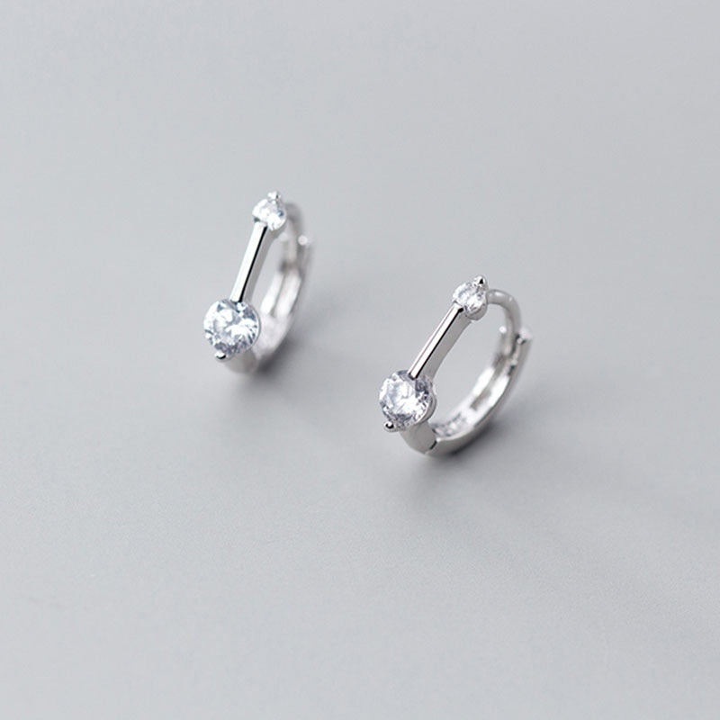 925 Silver Needle Simple Shiny Zircon Gold Plating Earrings