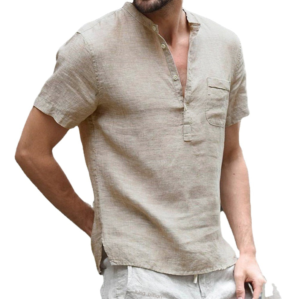 Men's Short-Sleeved T-shirt Cotton and Linen Led Casual Men's T-shirt