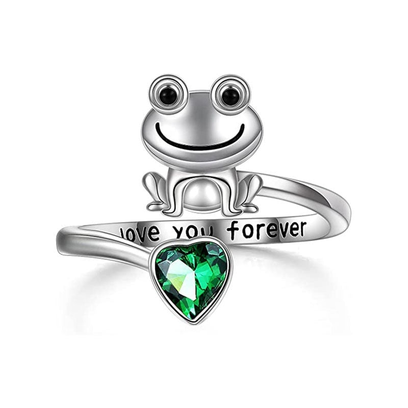 Pink Zircon Set Cute Cartoon Open Stainless Steel Ring - Jeglowstore
