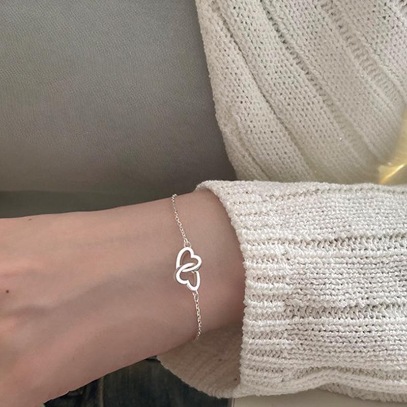 New Silver Color Double Heart Bracelet