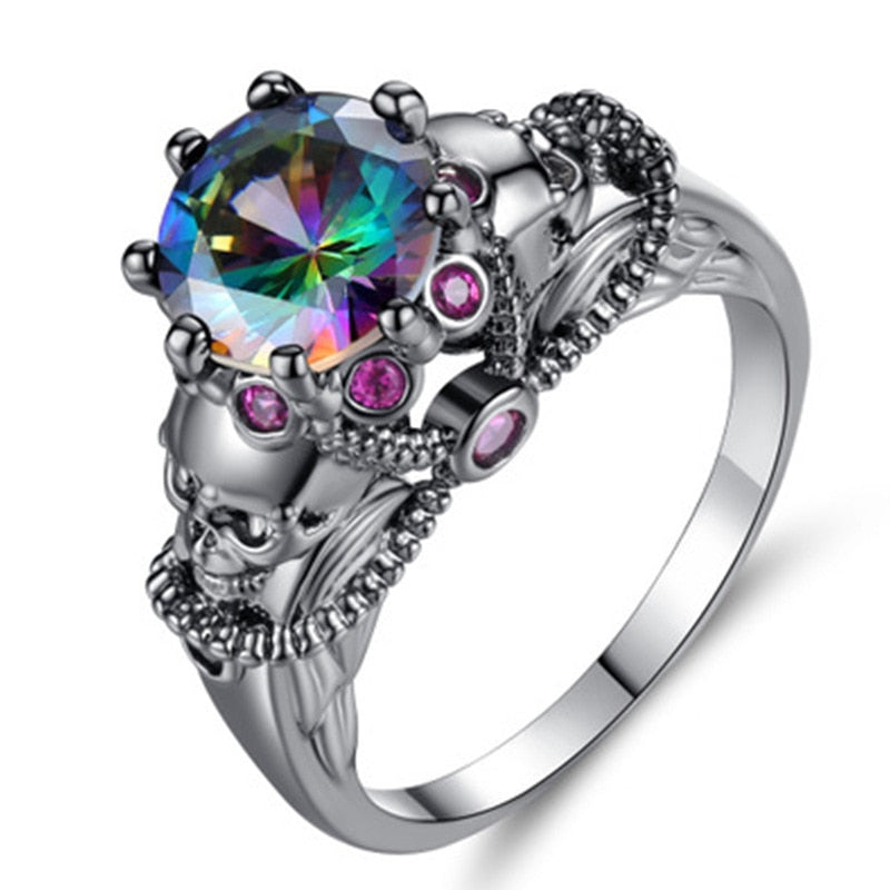Creative Luxury Fashion Inlaid Dark Blue Zircon Ring