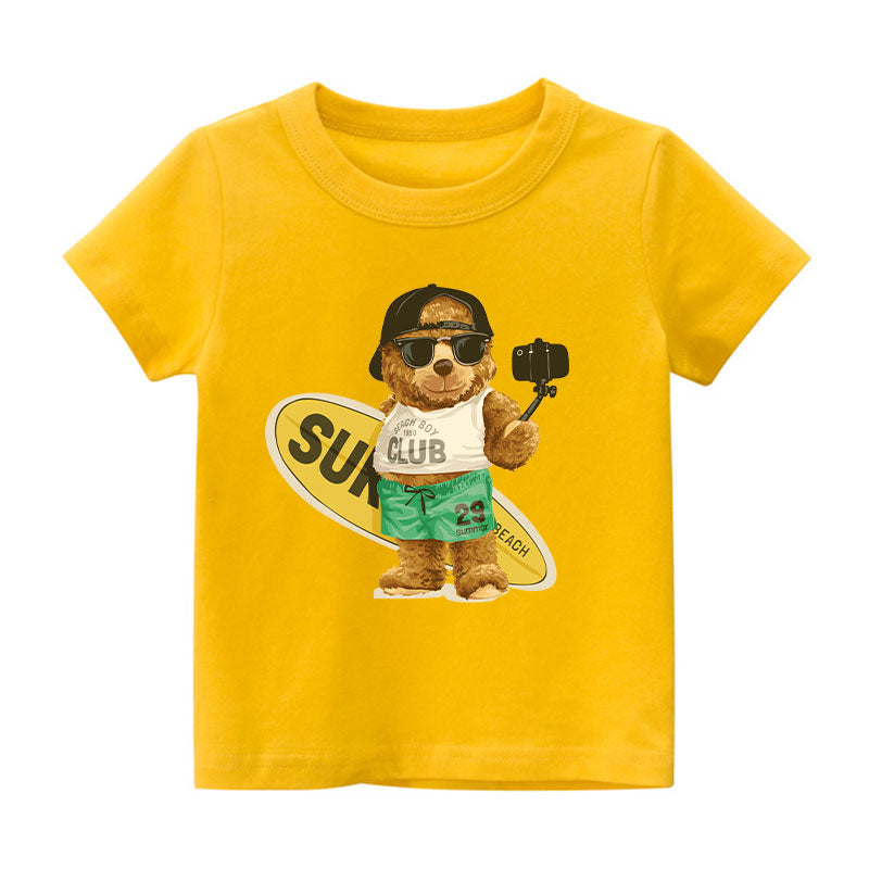 Boys Dinosaur T-shirts Cartoon Printed Girls Tees Children Tops Short-sleeve