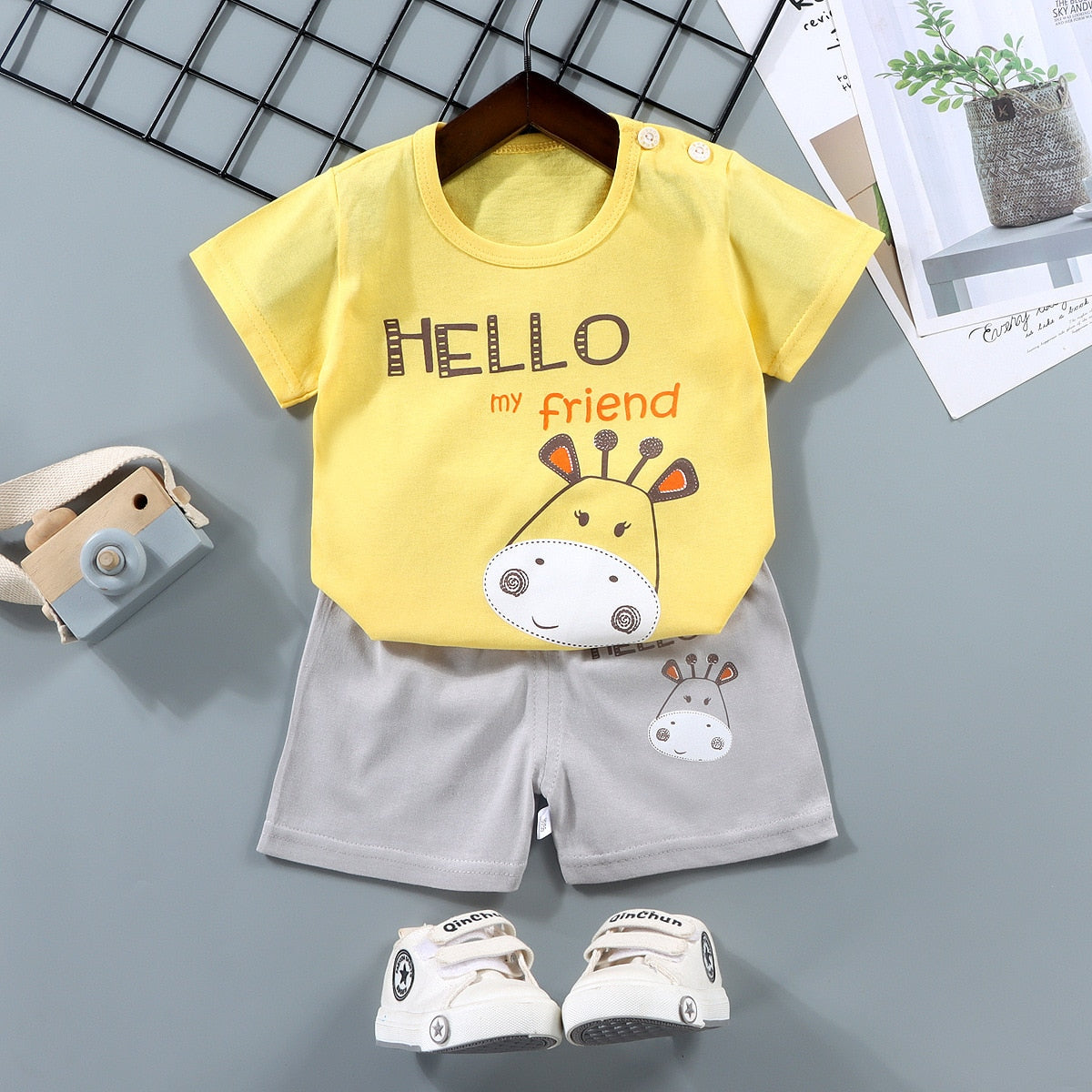 2PCS 100% Cotton Soft Summer Children Baby Cloths T-shirt