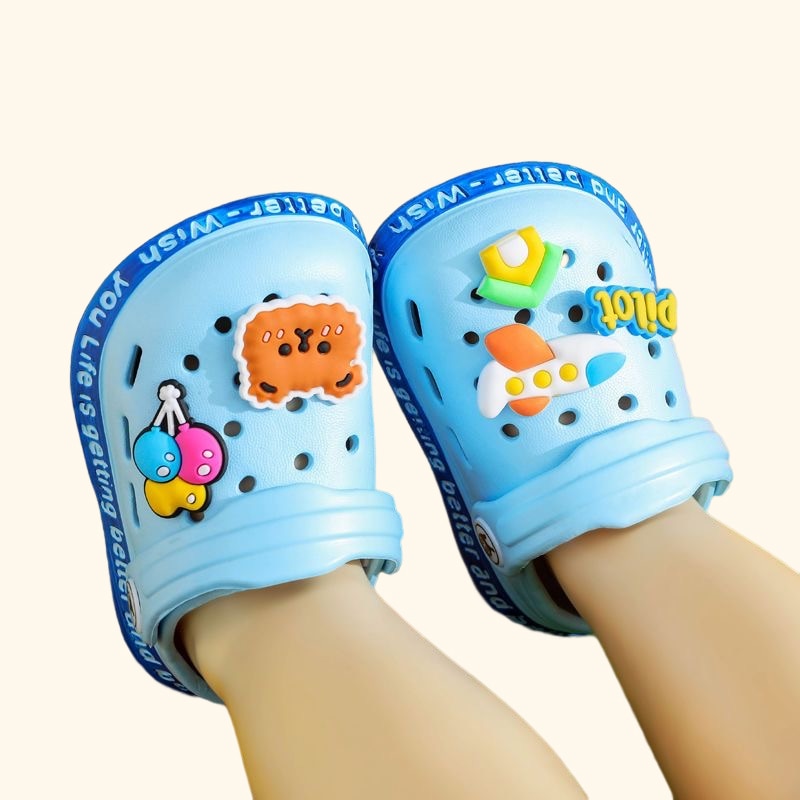 Summer Kids Sandals Hole Children's Shoes Slippers Soft Anti-Skid Cartoon DIY Design Hole Baby Shoes Sandy Beach For Boys Girls