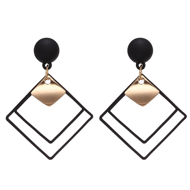 Korean Long Statement Geometric Triangle Tassel Dangle Drop Earrings