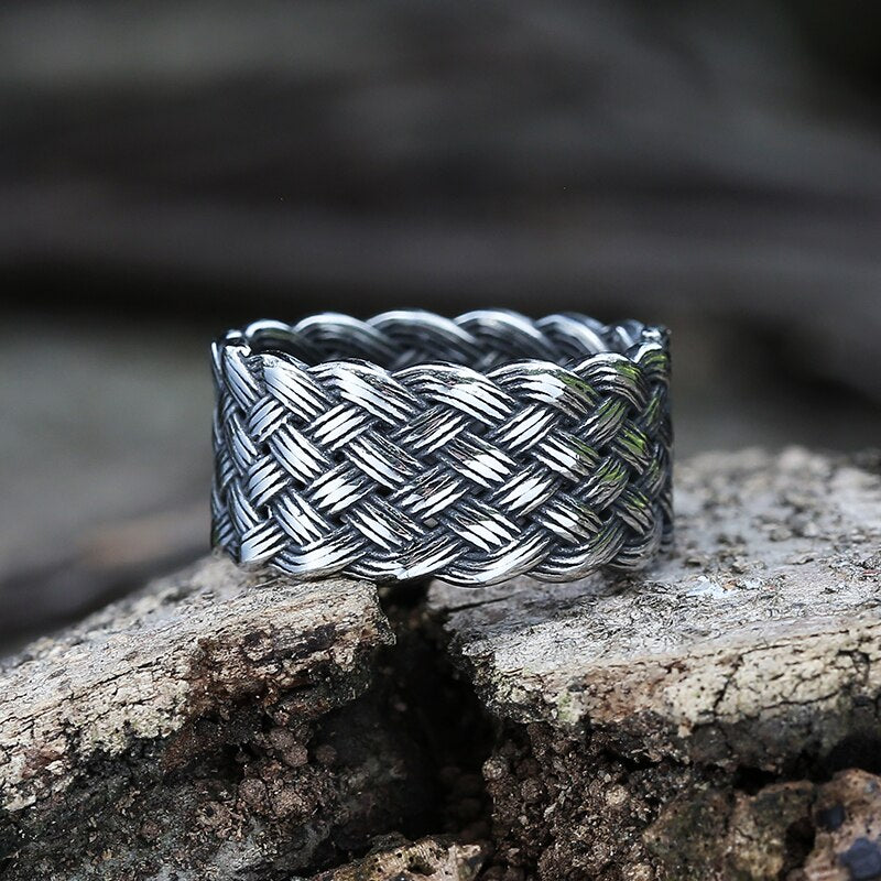 Onlysda Vintage Weave Viking Symbols Stainless Steel Men Ring