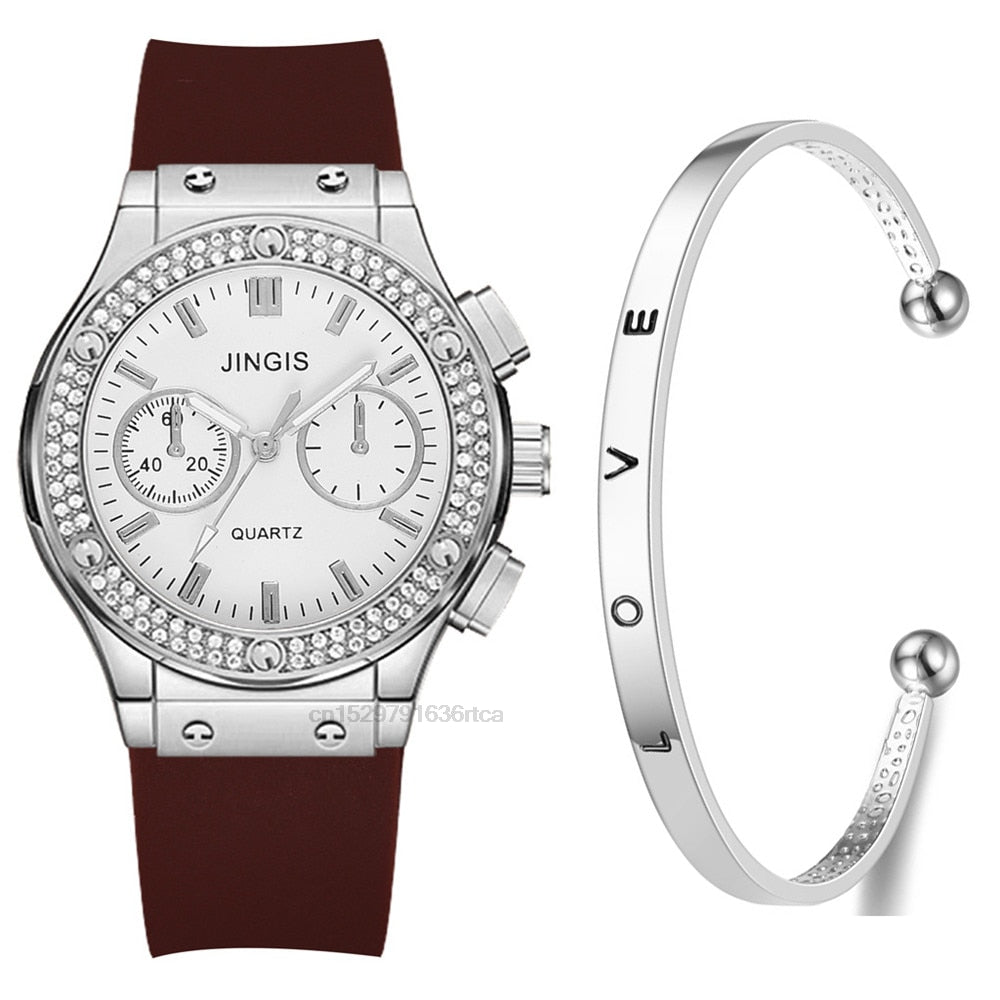 Luxurious Brand Casual Diamond Female Quartz Wristwatch