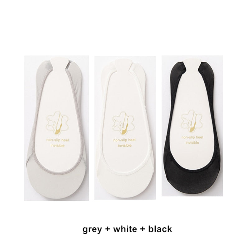 3 Pairs Invisible Boat Socks Women Summer Silicone Non-Slip Socks for High Heels Shoes Ice Silk Thin Half-Palm Suspender The New