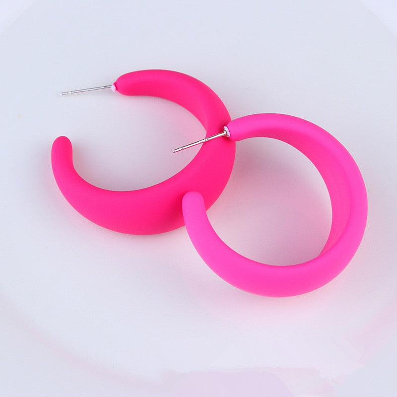 Korean style candy colors C-shaped earrings