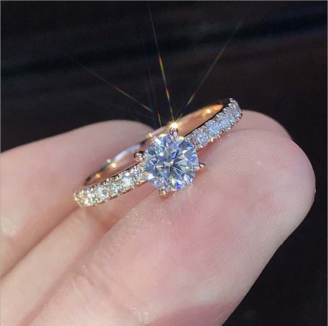 Delicate Color Trendy Elegant Princess Cut Inlaid Ring
