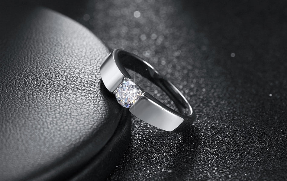 Charm 925 Sterling Shining crystal size Ring