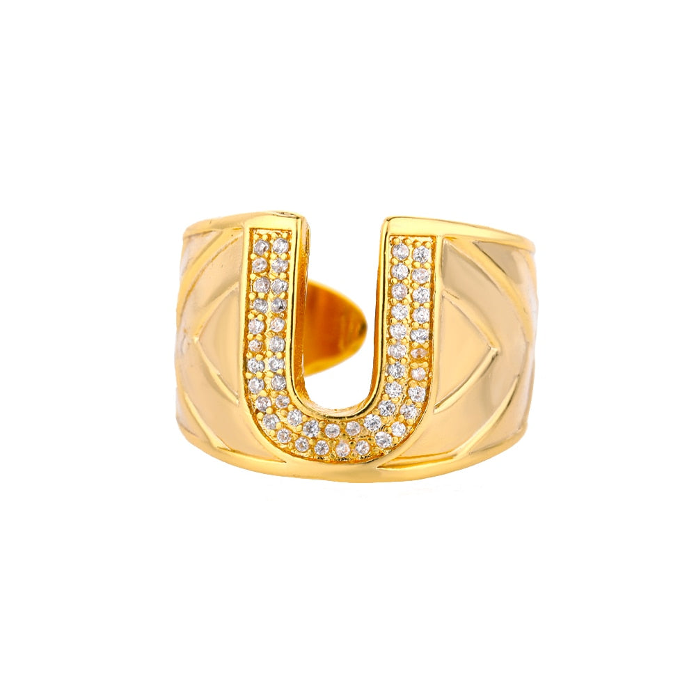 Adjustable Stainless Steel Alphabet Name Initials Ring
