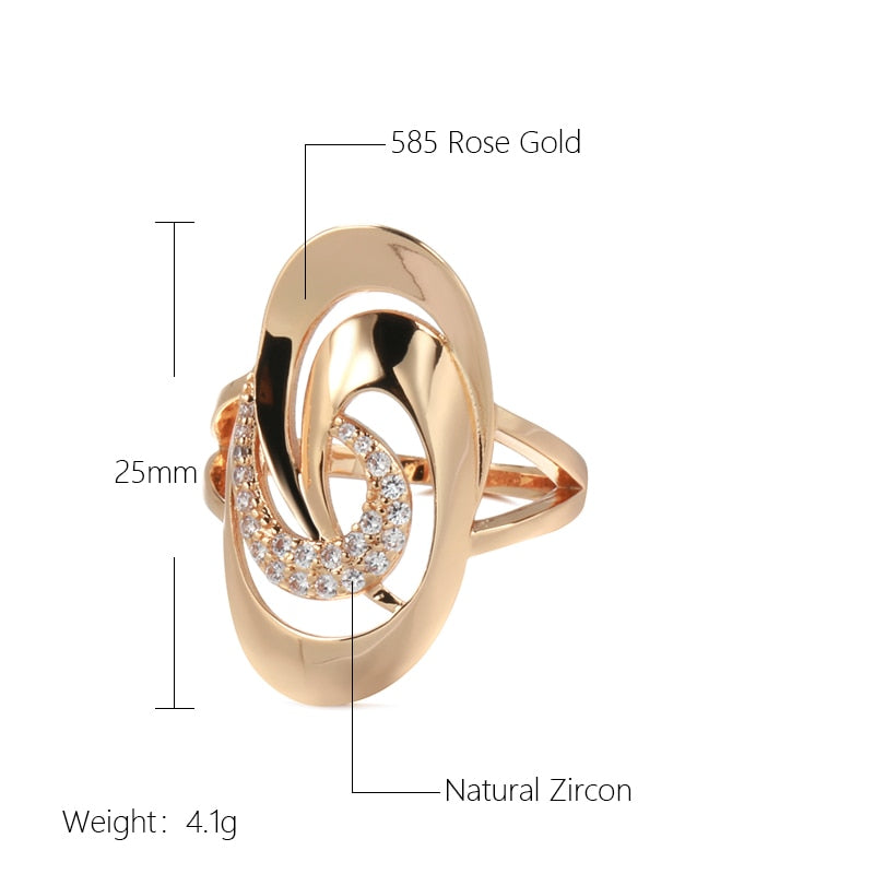 Rose Gold Big Natural Zircon Ring