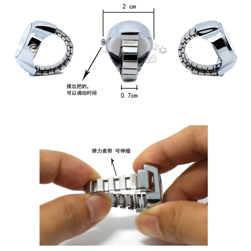 Fashion Couple Watch Ring Round Quartz Stainless Steel