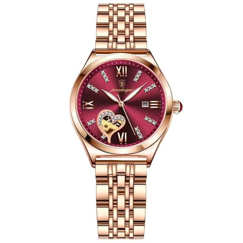 POEDAGAR Rose Gold Stainless Stain Steel Women Watch