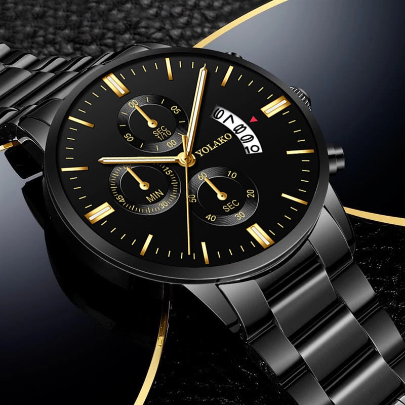 Luxury Calendar Quartz Stainless Steel Watch