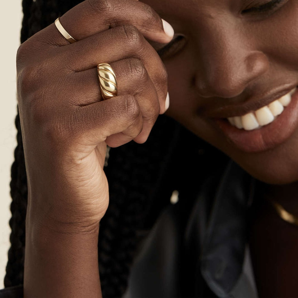 eManco Simple Fashion Style texture Stainless Steel Ring