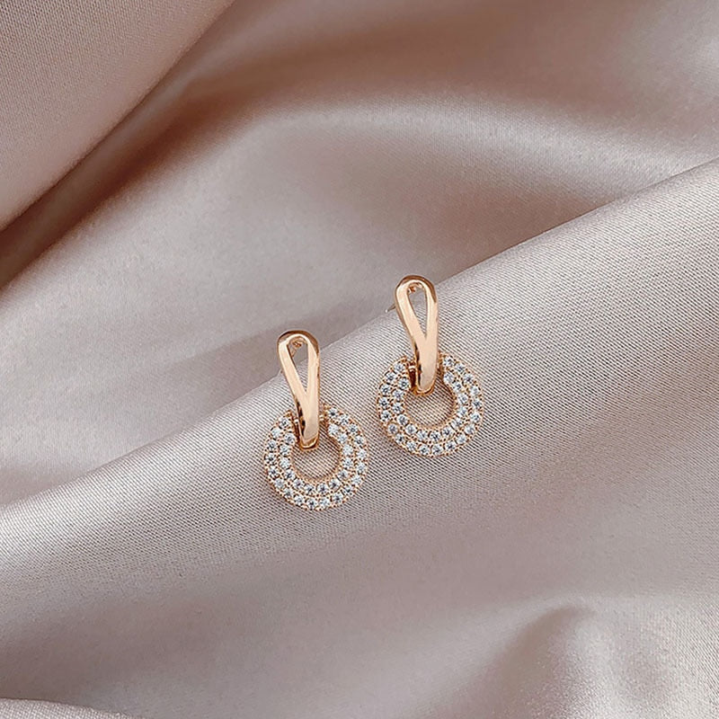 Vintage Fashion Black Crystal Round Pendant Earrings - Jeglowstore
