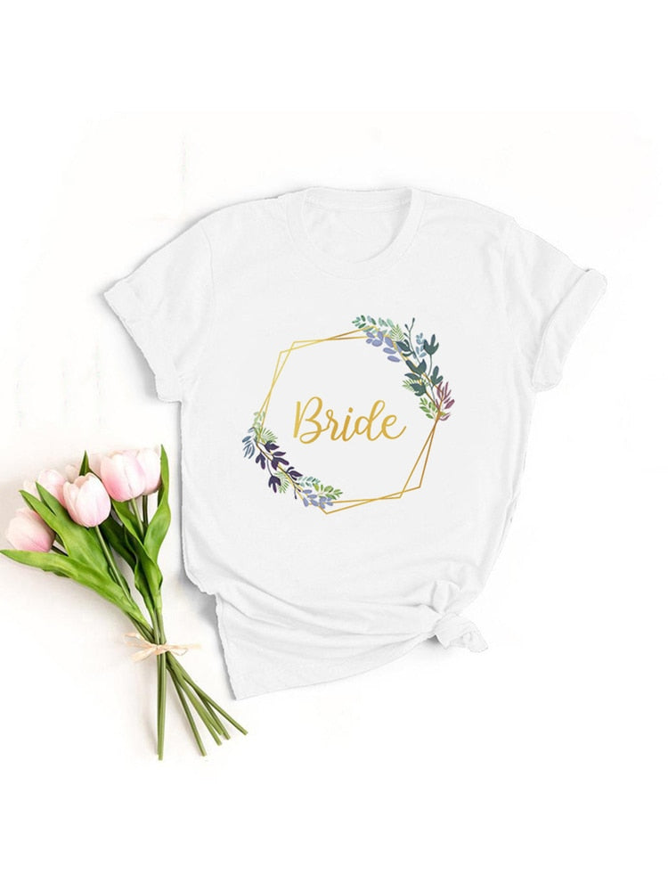 Bride Graphic T-shirt Casual Wedding Female Top