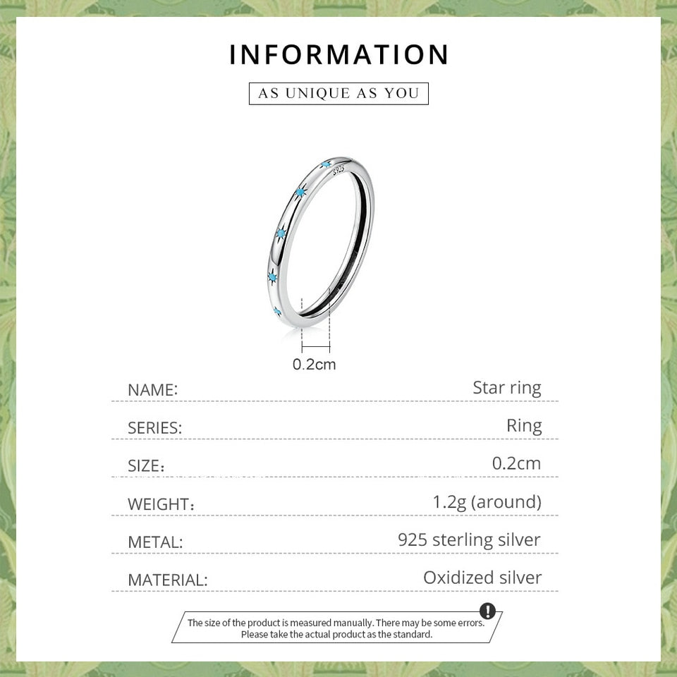 BAMOER 925 Sterling Silver Star Turquoise Ring