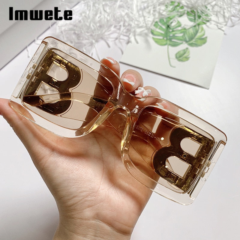 Retro Black Gradient Imwete Oversized Square Sunglasses