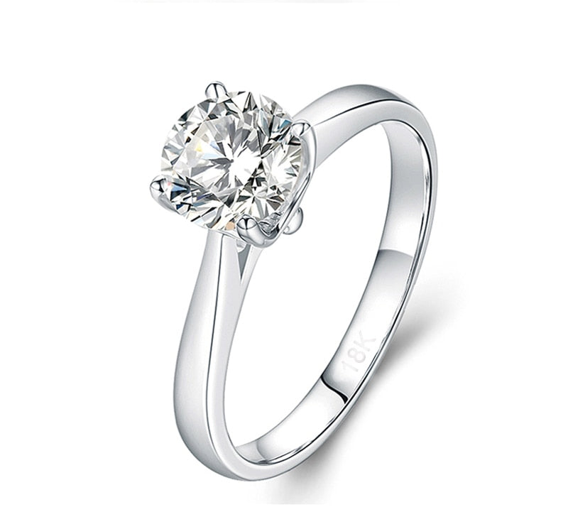 Real White Gold Color Tibetan Silver Ring 2ct Round Zircon Ring