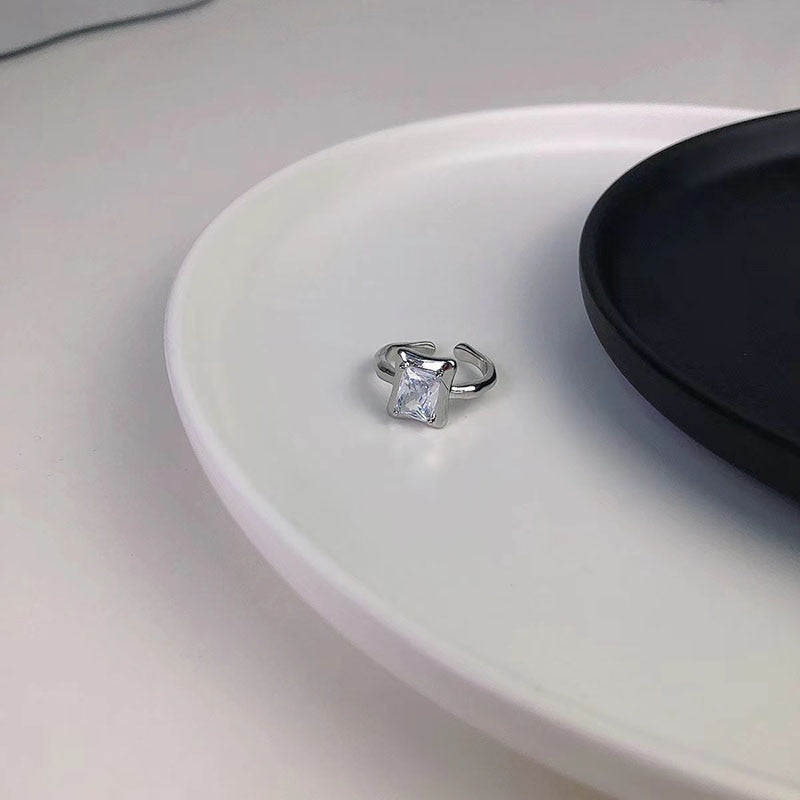 Pink Crystal Irregular Heart Ring Y2K Creative Blue Opal Broken Heart Ring