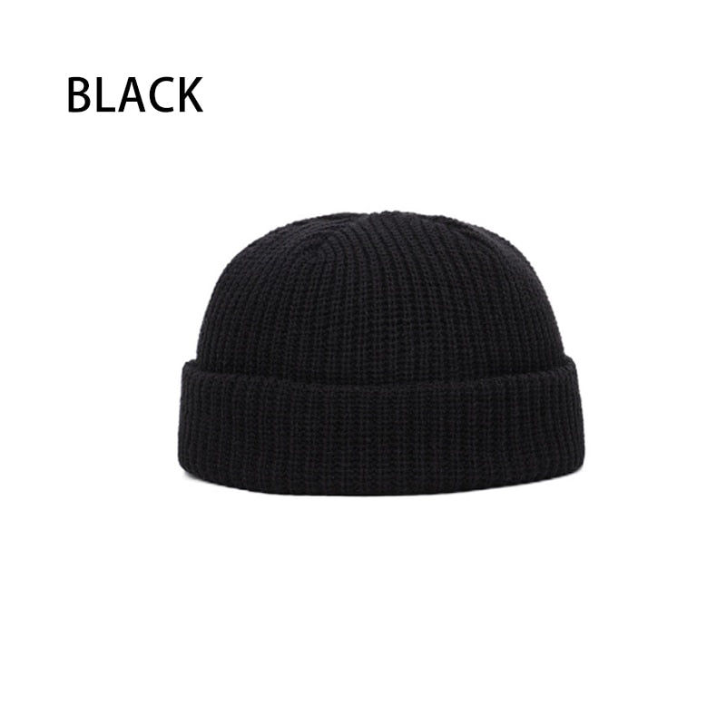 Women Men Solid Color Warm Knitted Brimless Hat