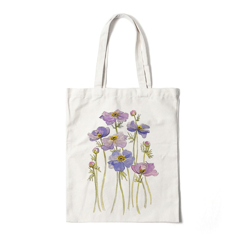 Floral Canvas Reusable Tote Bag