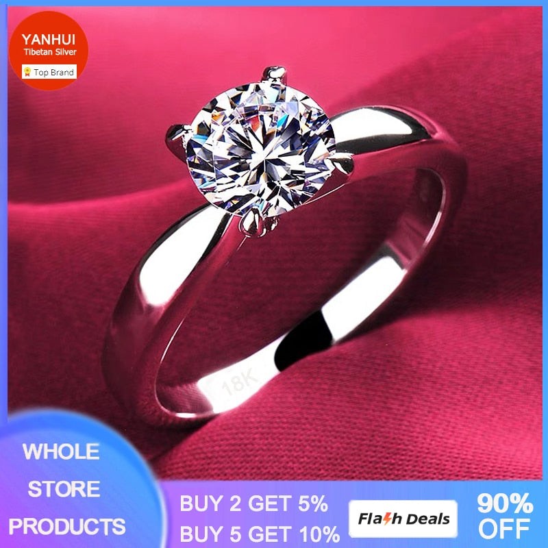 Gold Color Tibetan Silver Round 8mm 2ct Cubic Zircon Ring