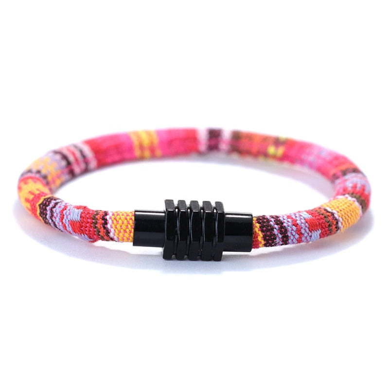 Boho Ethnic Handmade Fabric Bracelet 6mm Width