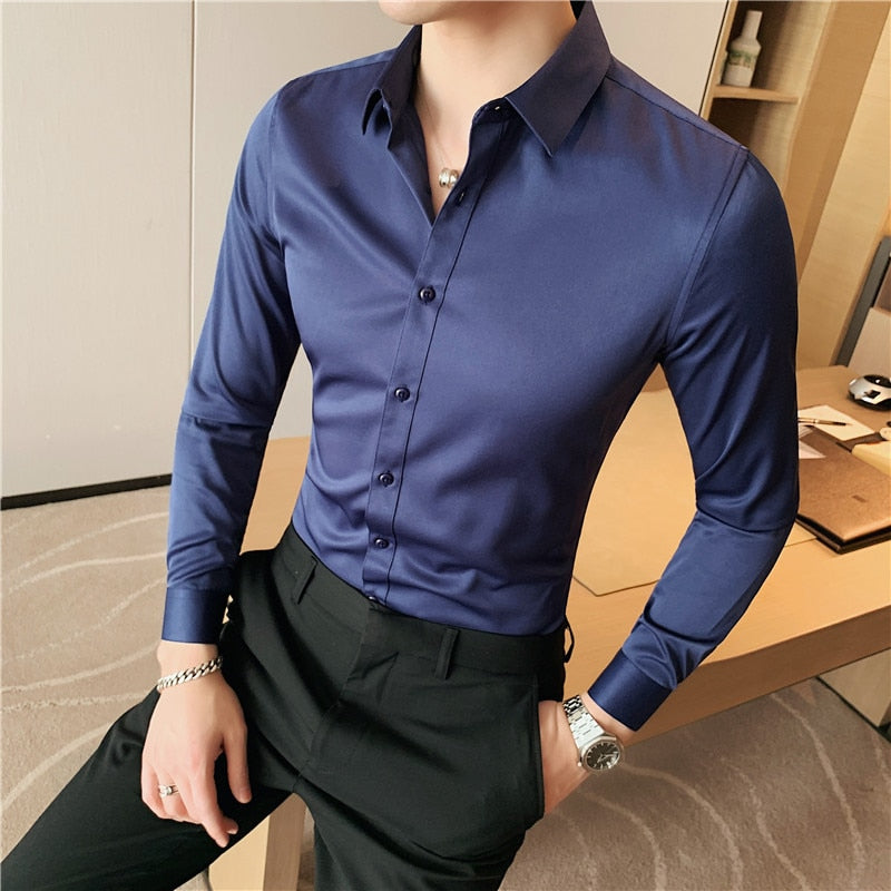 British Style Long Sleeve Formal Wear Shirt Men