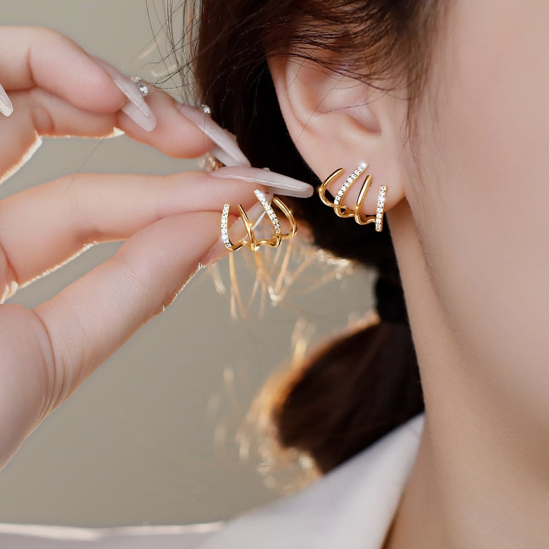 LATS Irregular U-shaped Gold Color Earrings