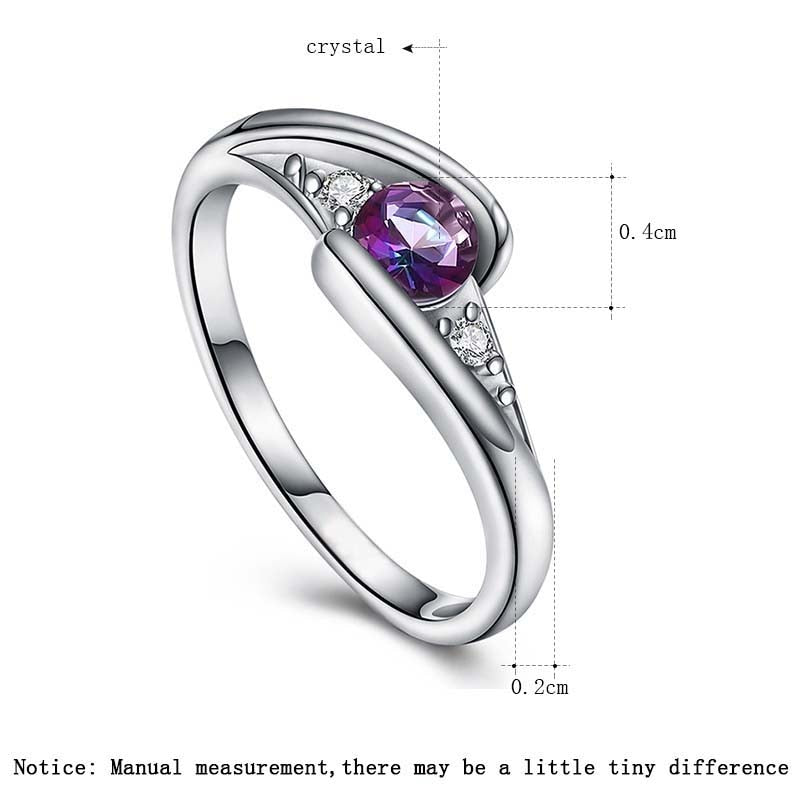 YANHUI 100% Original Tibetan Silver 0.5ct Colorful Cubic Zirconia Ring - Jeglowstore