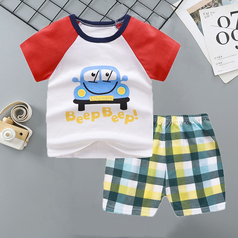 2PCS 100% Cotton Soft Summer Children Baby Cloths T-shirt