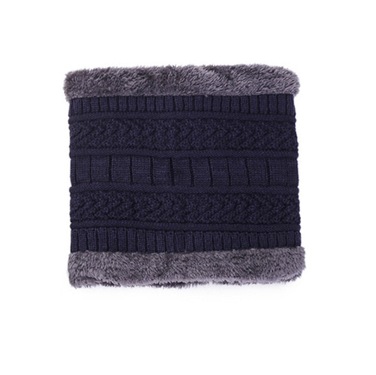 Thick Wool Neck Scarf Cap Balaclava Mask Bonnet Hats Set Unisex
