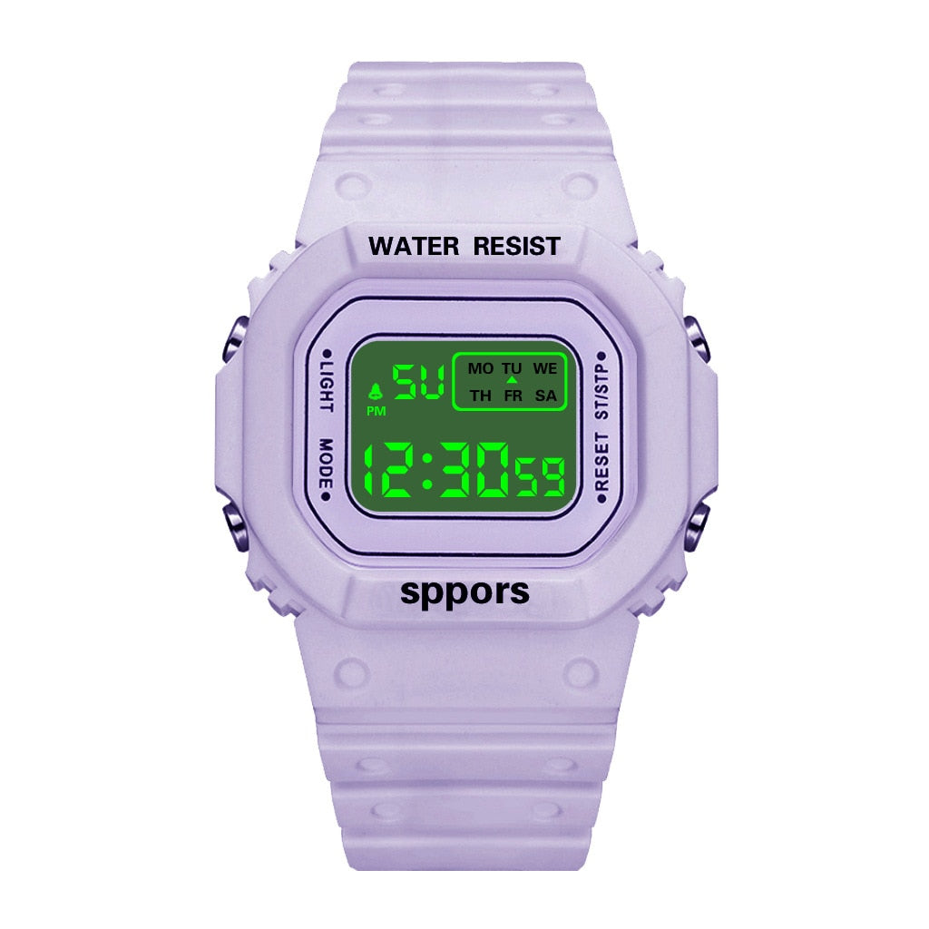 Color Luminous Dial Life Waterproof Multi-function Electronic Watch For Boys And Girls