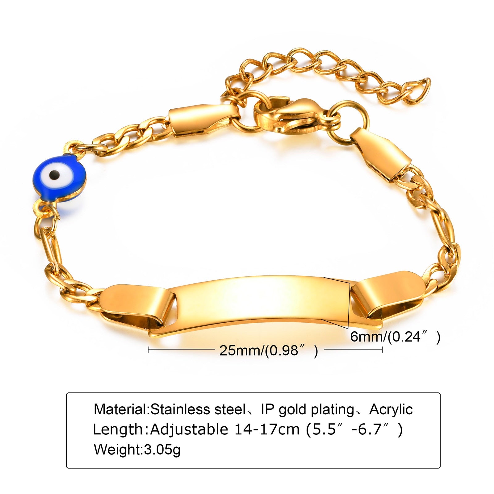 Customized Heart Baby Engravable ID Name Bracelet