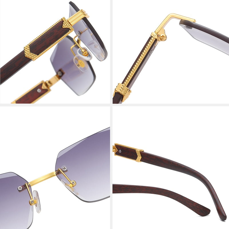 Luxury Rimless Square Frameless Gradient Sunglasses