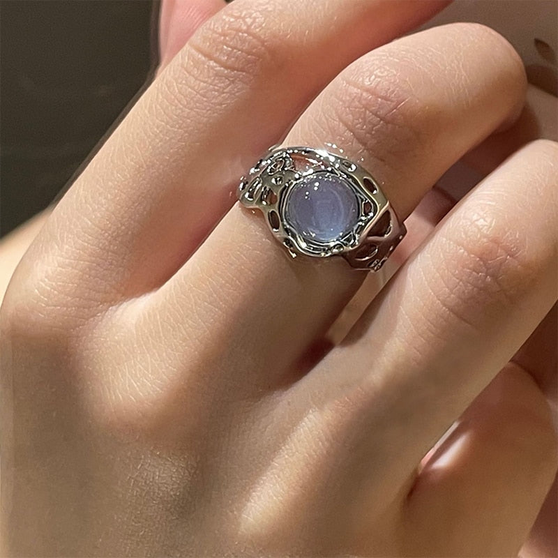 Korean Crystal Opal Irregular Zircon Star Ring