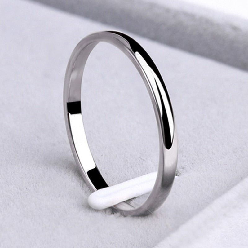 2mm Thin Rose Gold Anti-Allergy Smooth Simple Titanium Steel Rings